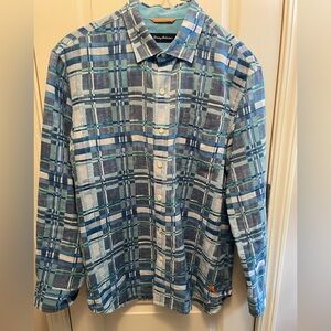 Tommy Bahama Teal and Navy Plaid Shirt